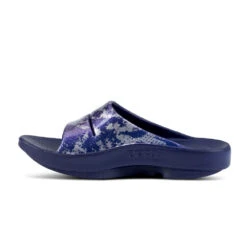 'OOFOS' Women's OOahh Slide Limited Edition - Navy / Silver / Silver Snake -OOfos Store 1103NVYSILSNK shot4 1024x1024@2x