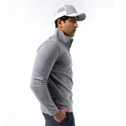 OOfos Men's COOl Down ¼ Zip - Gray Heather -OOfos Store Mens 1 4Zip 3