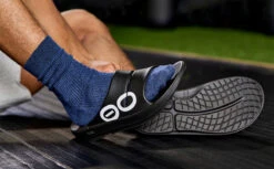 OOfos Men's OOahh Sport Slide Sandal - Black White -OOfos Store MicrosoftTeams image 121