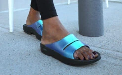 OOfos Women's OOahh Luxe Slide Sandal - Atlantis -OOfos Store OOahh Atlantis 3