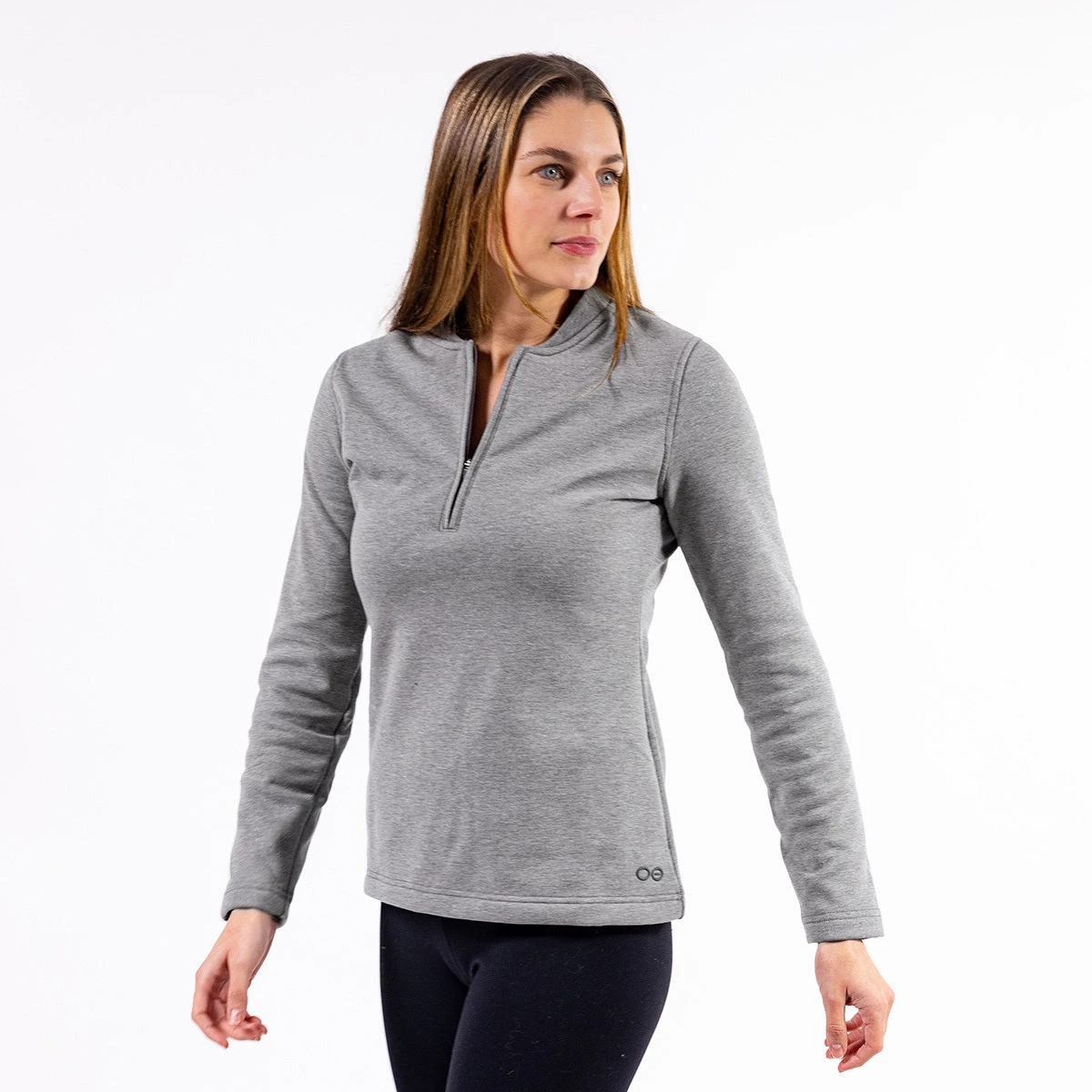 OOfos Women's COOl Down ¼ Zip - Gray Heather 5 OOfos Women's COOl Down ¼ Zip - Gray Heather - Image 5